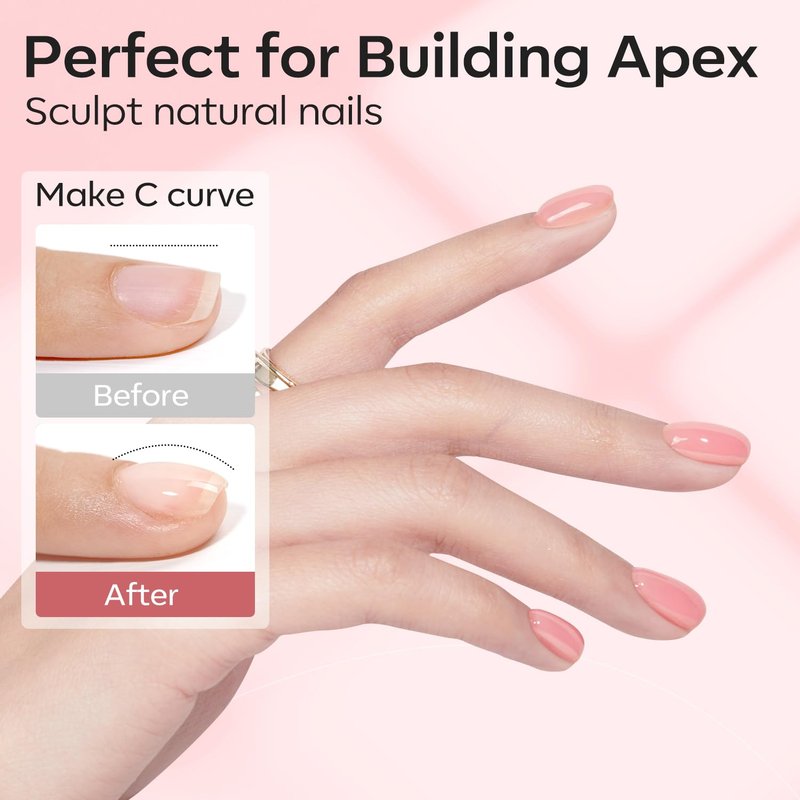 modelones Gel Polish Builder Nail Set, Base Colors 8-in-One Jelly Nude Pink Clear Builder Nail Gel for Nails Strengthener Hard Extension Rubber Lamp Cured 6 Colors