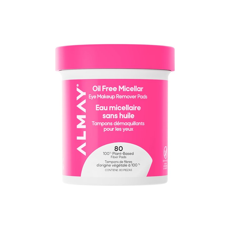 Almay Oil Free Micellar Eye Makeup Remover Pads, Gentle & Hypoallergenic, Fragrance-Free, Ophthalmologist Tested, Suitable for Sensitive Eyes, 80 count