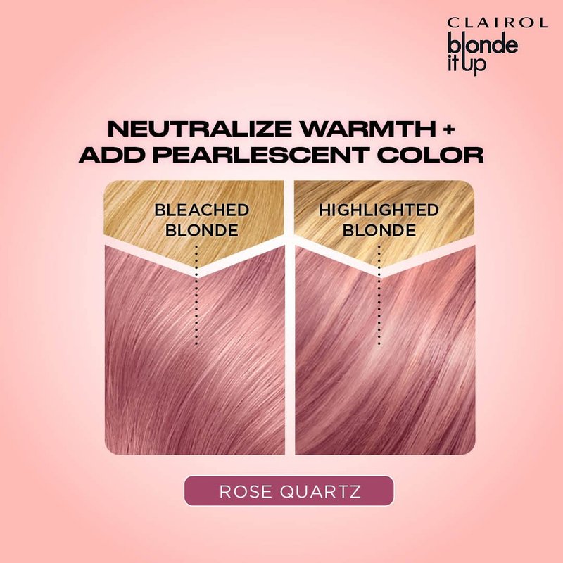 Clairol Blonde It Up Crystal Glow Toners Demi-Permanent Hair Dye, Rose Quartz Hair Color | Ammonia Free | Add Pearlescent Tones to Pre-Lightened Shades | Neutralizes Warmth | Pack of 1