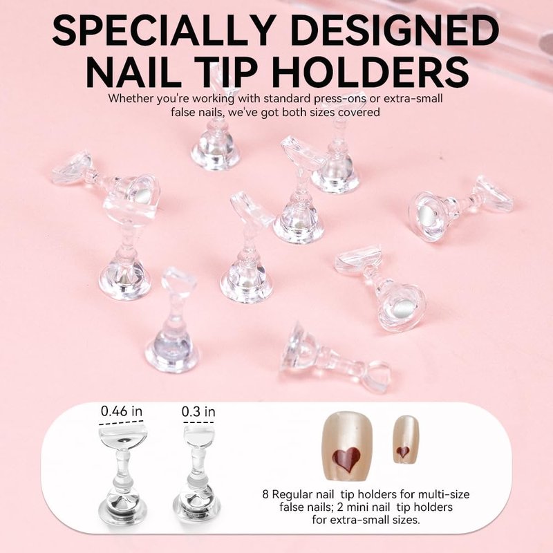 Press On Nail Stand - Magnetic Holder for Painting Nails | 200PCS Sticky Tabs for DIY Art Practice
