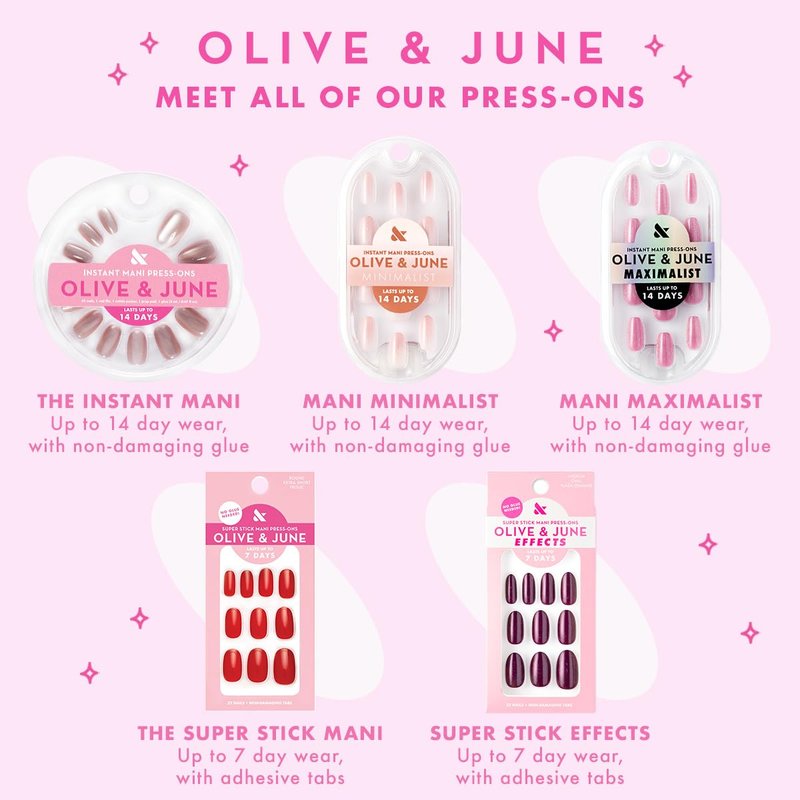 Olive & June Instant Mani Press-On Nails (Glue) | Star Wars: The Mandalorian & Grogu | 42 Fake Nails, 21 Sizes | Non-Toxic, Long-Lasting Up to 14 Days | Short, Round | Blue Celestial Chrome