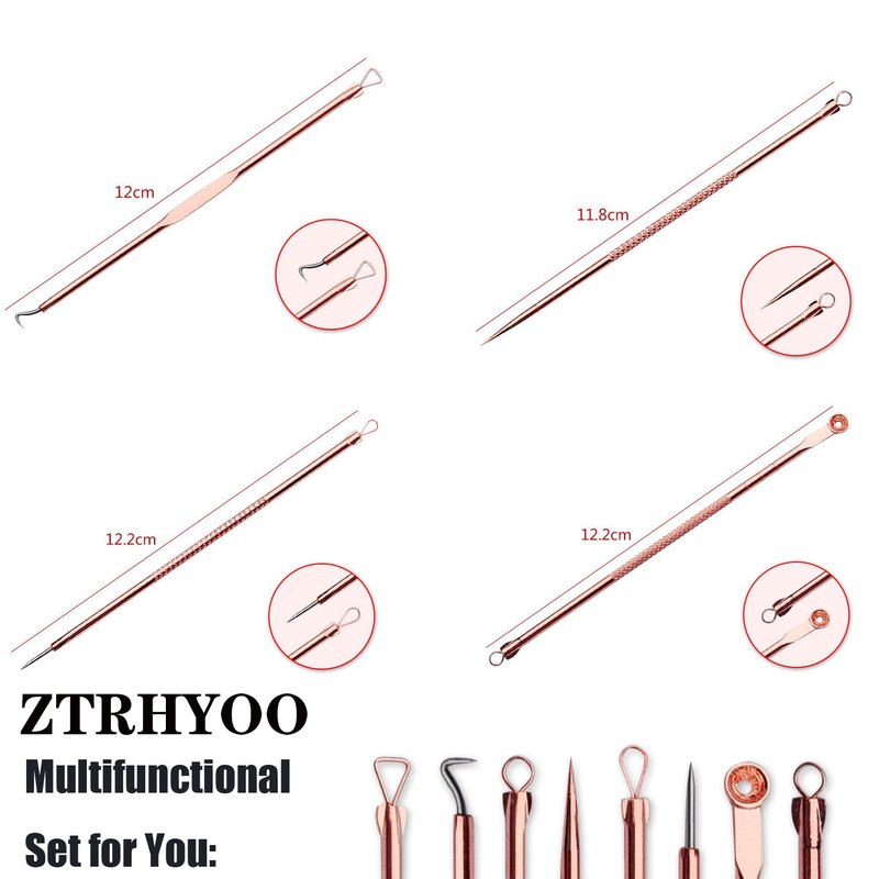 Blackhead Remover Tool - Comedone Extractor Kit for Acne Treatment | Blemish & Whitehead Removal with Case (Rose)