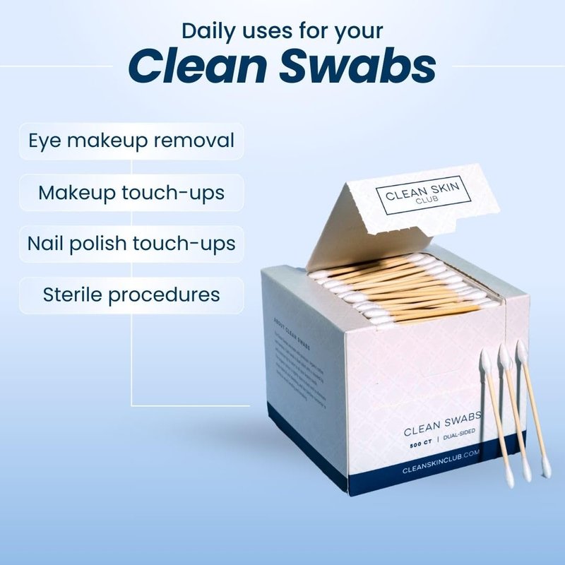 Clean Skin Club Clean Swabs - Biodegradable Organic Cotton & Bamboo | 500 Count for Makeup & Nail Polish Touch-ups