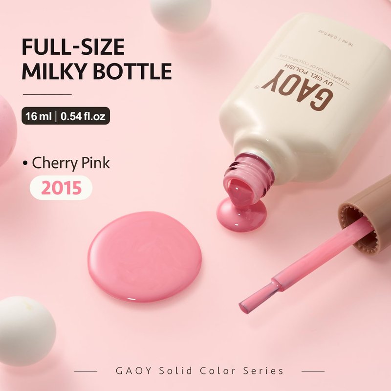 GAOY Pink Gel Nail Polish - 16ml Soak Off Formula for DIY Manicure | UV Light Cure, Cherry Pink
