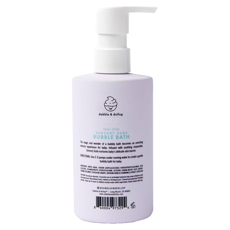 Dabble & Dollop Baby Bubble Bath for Sensitive Skin - Tear-Free & pH-Balanced, EWG-Verified, Fragrance-Free, Long-Lasting Baby Bath Bubbles (10 fl oz, Pack of 2)