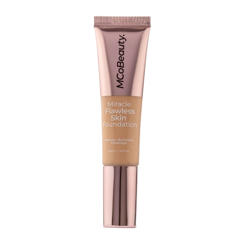 MCoBeauty Miracle Flawless Skin Liquid Foundation Light Nude - Buildable Medium Coverage Dewy Finish for All Skin Types - Hyaluronic Acid Coconut Water Rose Water Hydrating Face Makeup Vegan - 1 Fl Oz