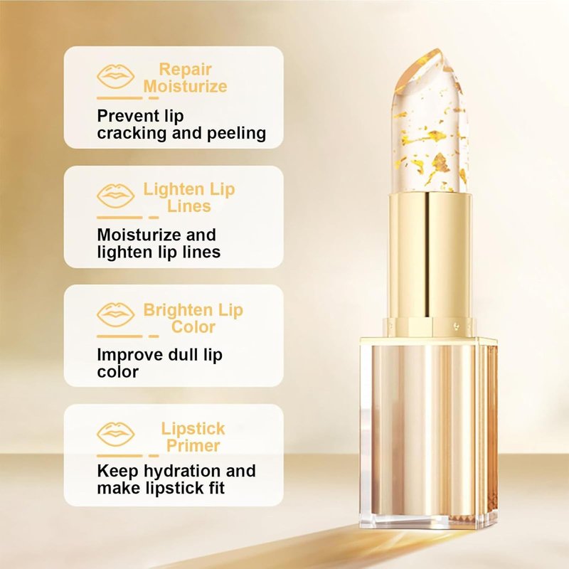 REATIFUL Color Changing Lipstick,Gold Crystal Ph Lipstick Color Changing,Long Lasting 24 Hours Moisturizing Glossy Shine Lip Gloss for Women