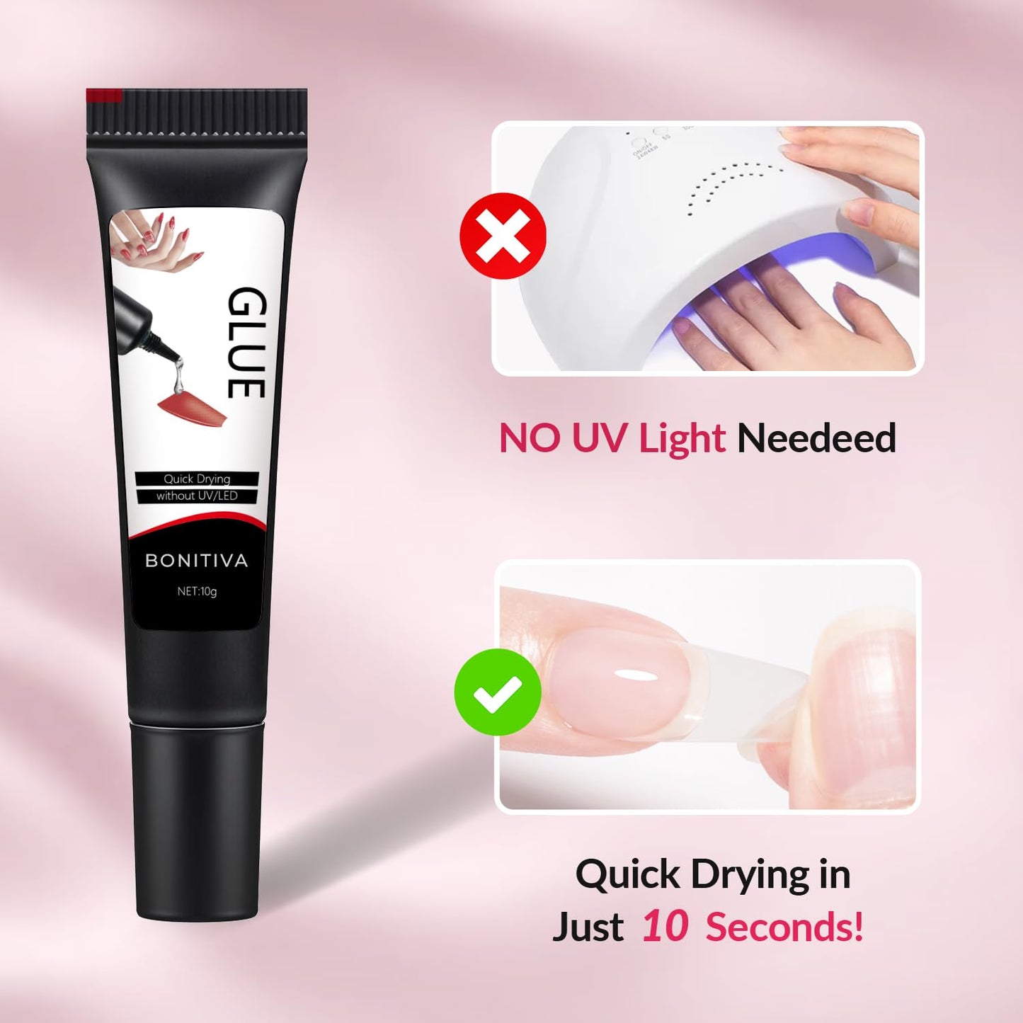 Skiennix Quick Dry Nail Glue - Super Strong, Long Lasting Formula | 10g with 10ml Remover