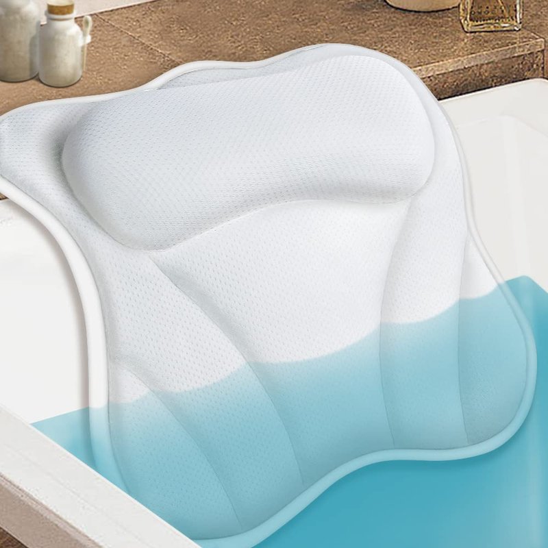 Beautybaby Bathtub Spa Pillow, Non-Slip 4 Strong Suction Cups, Bath Pillows for Tub, Head, Neck, Shoulder Support, Breathable Relax Comfort