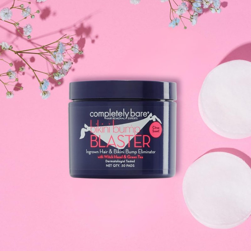 Completely Bare Bikini Bump Blaster - Ingrown Hair & Bump Eliminator with Glycolic Acid | 50 Pads