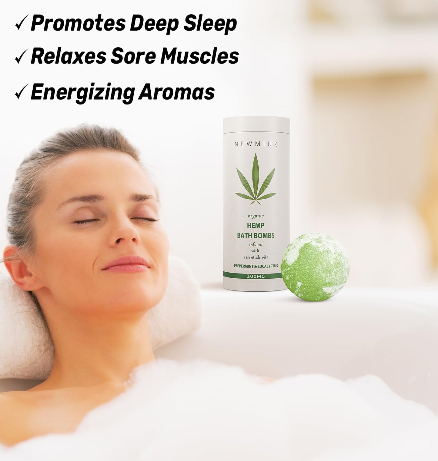 Organic Hemp Bath Bombs Infused Peppermint Eucalyptus Essential Oil Luxurious Bath Essentials Gifts for Dry Skin Immerse Yourself in A Blissful Spa