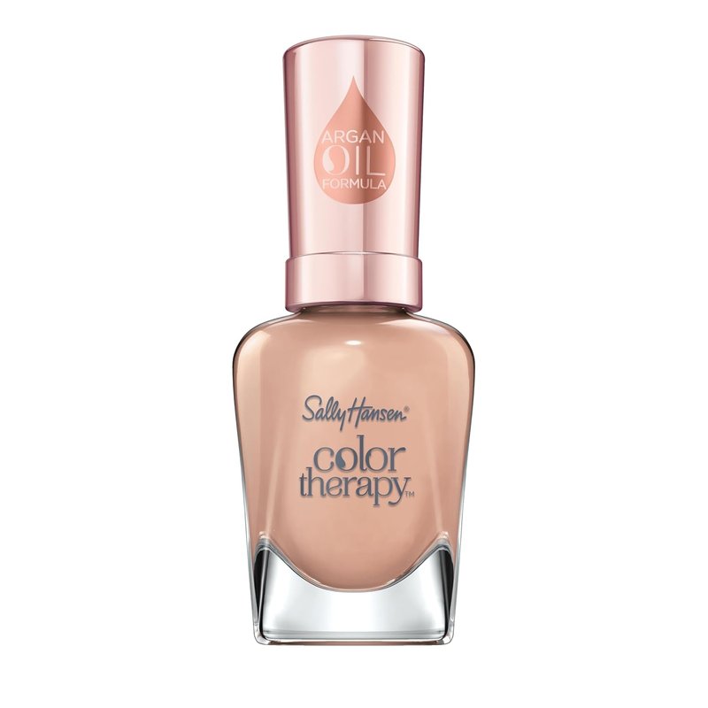 Sally Hansen Color Therapy Nail Polish - Long-Lasting Biotin & Argan Oil Formula | 210 Re-nude | Nude Pink Shade
