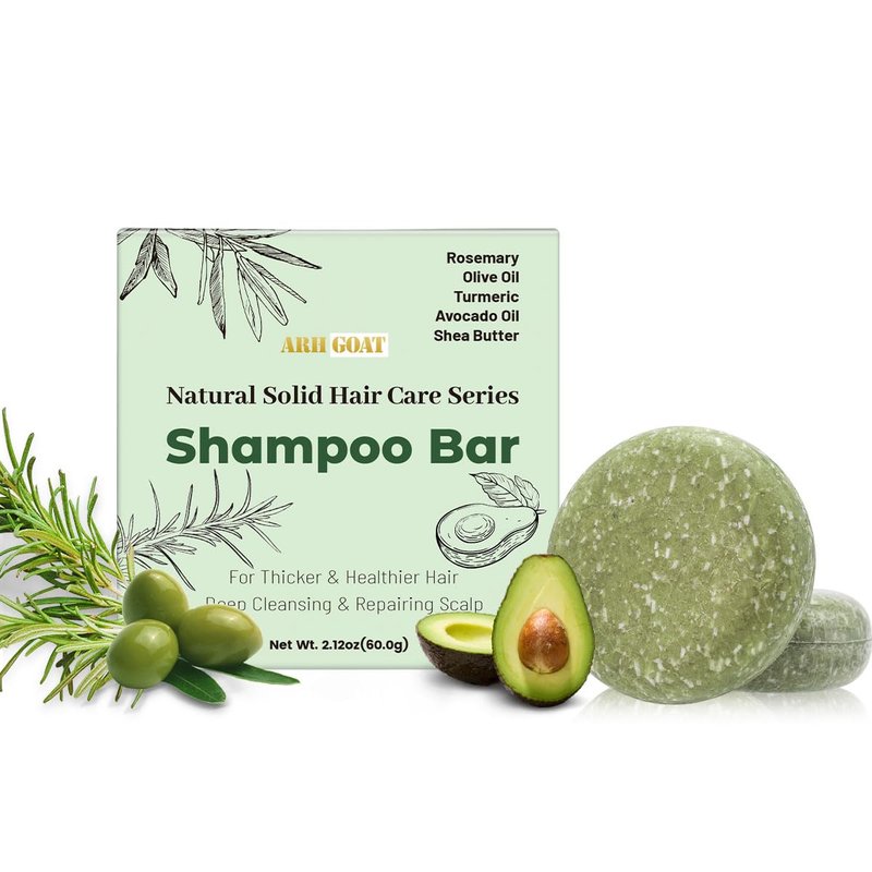 Crownnaturally ARHGOAT Rosemary & Avocado Oil Solid Shampoo Bar – Deep Cleansing & Scalp Repair for Thicker, Healthier Hair