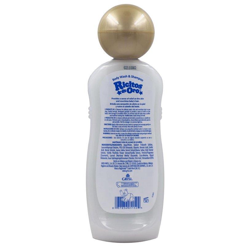 Ricitos de Oro Baby Shampoo & Body Wash - Hypoallergenic Oat & Vanilla Formula | 2-Pack, 13.5 Fl Oz Each