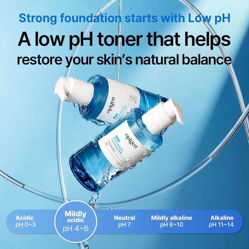 opigen Low pH Willow PHA 5% Exfoliating Toner, Gentle Daily Toner for Brightening, Smoothing, and Clearer-Looking Skin, 7.1 Fl Oz Korean Skin Care