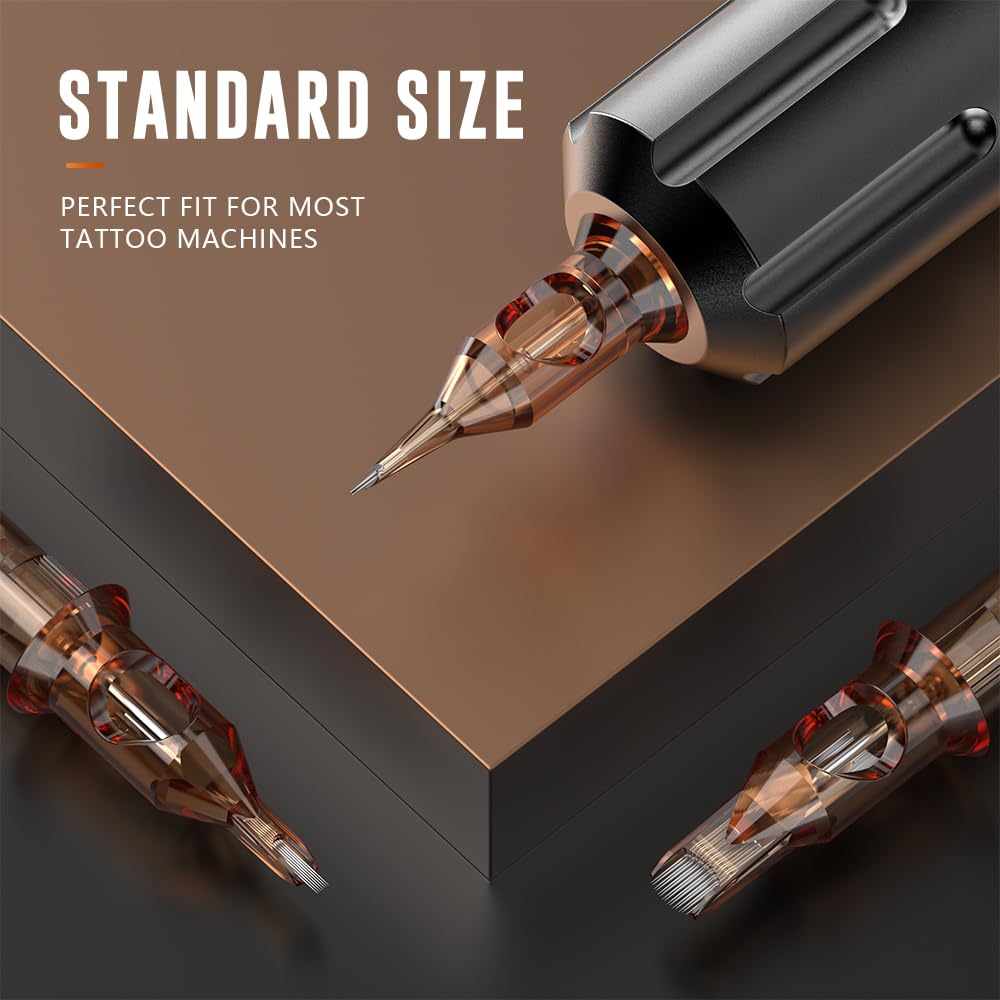 RHEIN Tattoo Cartridge Needles 20pcs 25RM #10 Bugpin 25 Round Magnum Needle Diameter 0.3mm, 3.5mm M-Taper for Tattoo Artists & Beginners Closed Tips EN02-20-CF1025RM