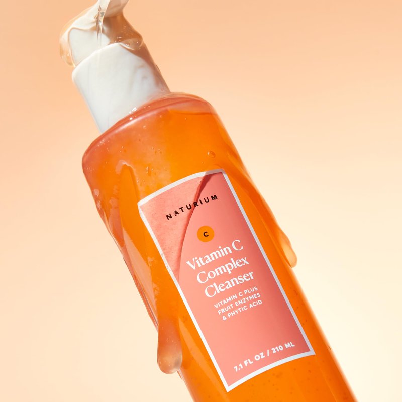 Naturium Vitamin C Complex Cleanser, Gently Exfoliating & Deeply Cleansing Foaming Face Wash Gel with Phytic Acid & Fruit Enzymes, 7.1 oz