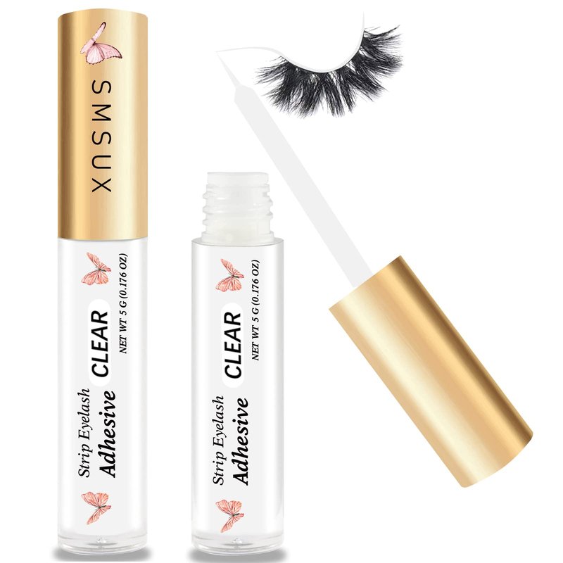 Clear Eyelash Glue Super Strong Hold Adhesive Waterproof for Sensitive Eyes False Lashes 0.18 oz