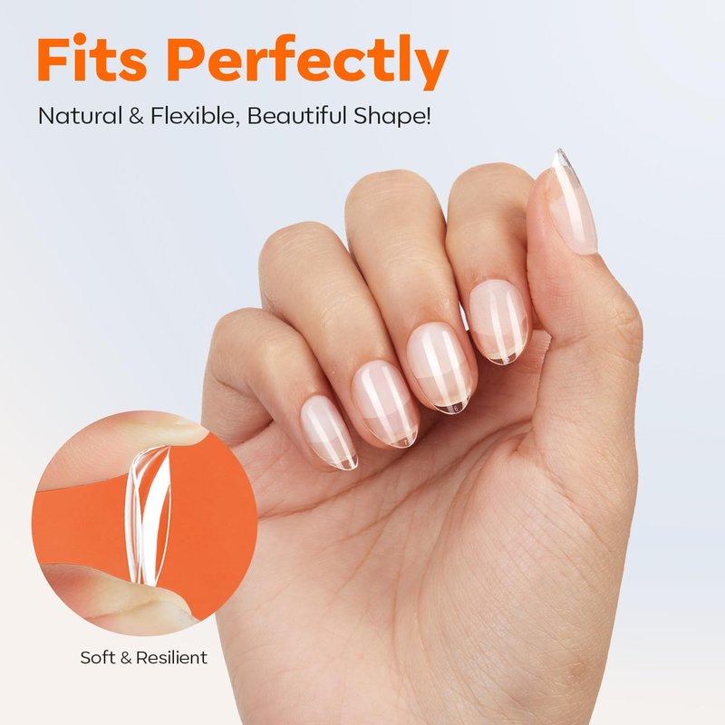 Extra Short Almond Nail Tips - Pre-shaped Gel Soft Fake Nails | 216PCS, 12 Sizes for DIY Manicure