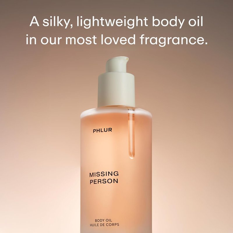 PHLUR Missing Person Body Oil - Hydrating Musk & Jasmine Scented Oil for All | 4 Fl Oz