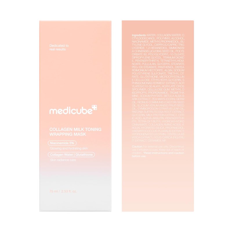 medicube Wrapping Mask Collagen Glazed Milky Glow Daytime Peel Off Mask | Quick and Easy Care with Glutathione, Niacinamide for Plumped, Hydrated & Smooth Skin | Korean Skin Care, 2.53 fl.oz