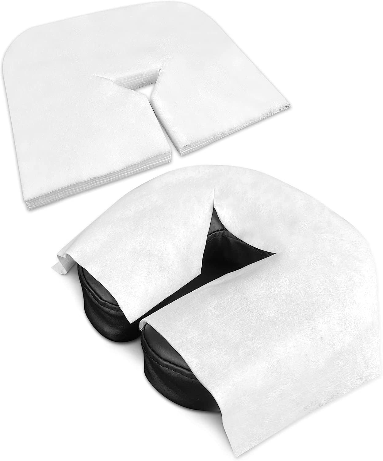 Zen Premium Disposable Face Cradle Covers for Massage Tables & Chairs - 60 GSM, Ultra Soft, Luxurious & Medical-Grade Fleece Headrest Topper Sheets & Face Covers - Non-Sticking - White (300)