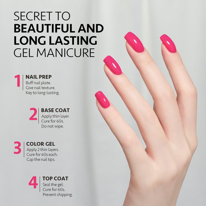 GAOY Pink Gel Nail Polish, 16ml Soak Off Gel Polish, UV Light Cure for Nail Art DIY Manicure at Home, 2040 Bubblegum Pink
