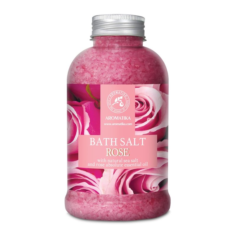 Rose Bath Salts 21.16 Oz - Natural Rosewood Oil & Rose Extract - Best for Relaxing - Good Sleep - Beauty - Bathing - Body Care - Wellness - Relax - Aromatherapy - Spa - De-Stress Bath Salts 600g