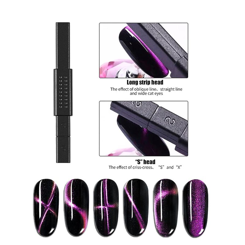 Cat Eye Nail Magnet Tools - 8-Piece Double-Head Set for 3D Nail Art | Multi-Function Design