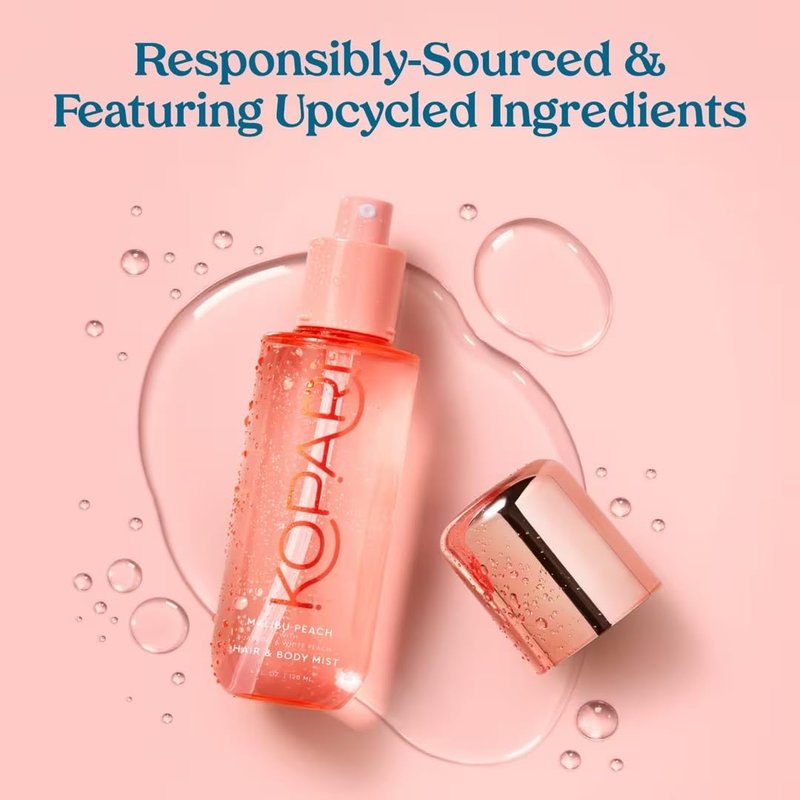 Kopari Hair & Body Mist Malibu Peach, Long-Lasting Playful Vibrant Tropical Scent, Warm Floral Fragrance, Blend of Peach with a Kiss of Jasmine, 4 oz