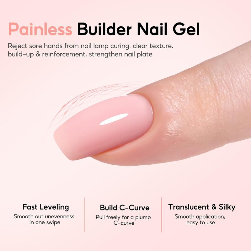 PEACECOLOR Builder Nail Gel Polish Set - 6 Colors for DIY Nail Extensions | Thickening Rubber Base Gel