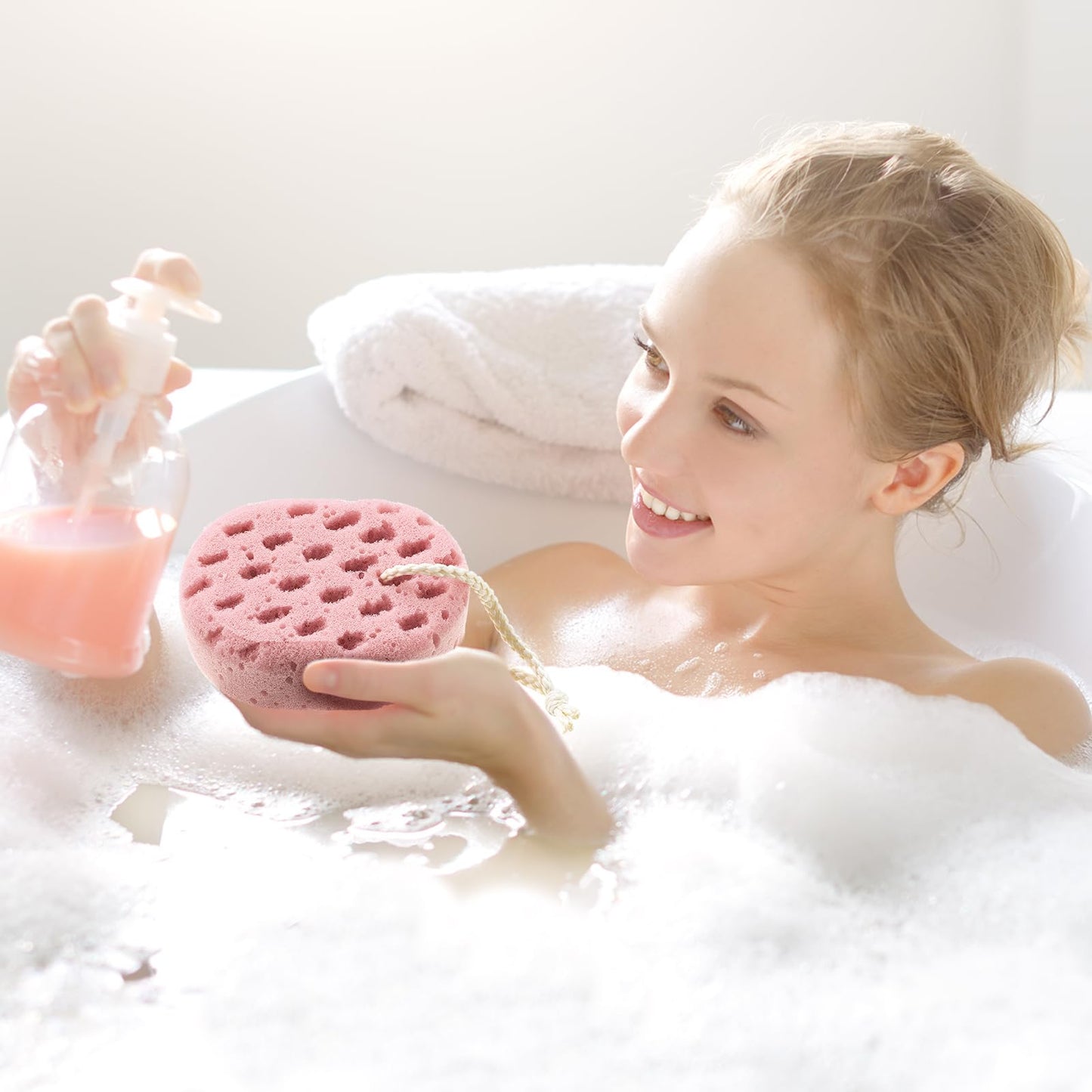 Boao 5 Pieces Soft Bath Sponge Shower Natural Gentle Soothing Body Fiber Exfoliating Shower Sponge Wash Bouquet for Women Men, Random Color (Vivid Color)