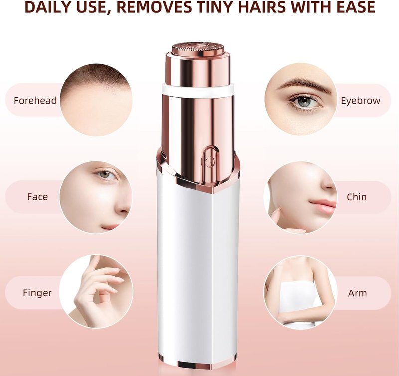 Skiennix Facial Hair Removal - Electric Rechargeable Painless Hair Remover for Women | LED Light, Compact Design
