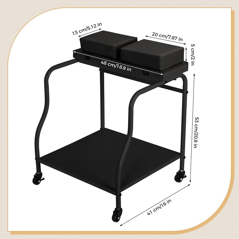 FAHKNS Pedicure Cart with Foot Rest, Portable Salon Nail Rolling Cart, Pedicure Foot Rest for Manicure Massage Station with Comfortable Cushion Footrest Stool for Spa Home and Beauty Salon Use