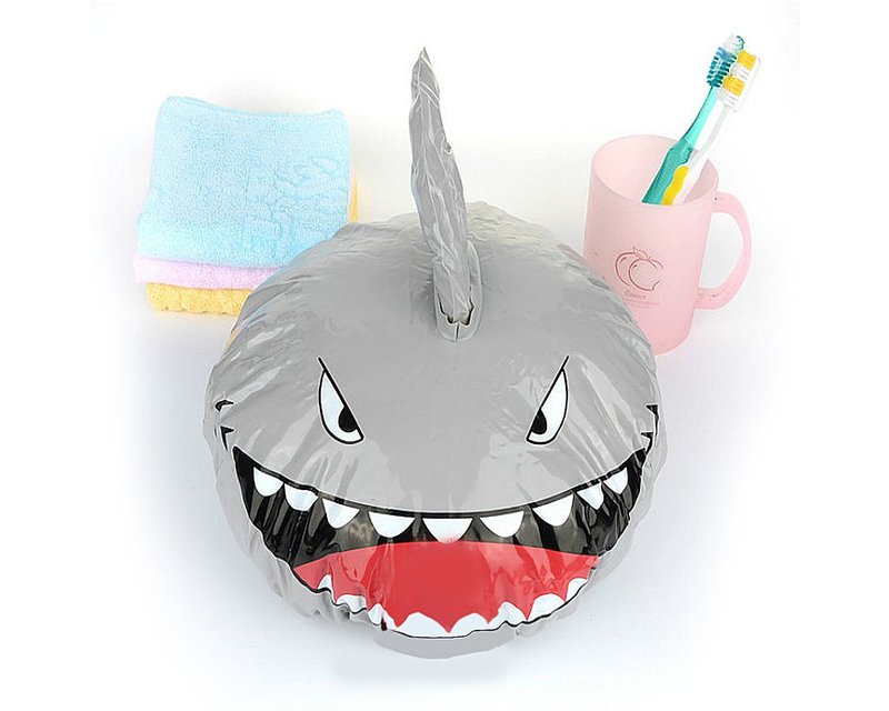 DS. DISTINCTIVE STYLE Shower Cap Kids Shark Shape Shower Hat Baby Bath Cap - Sliver