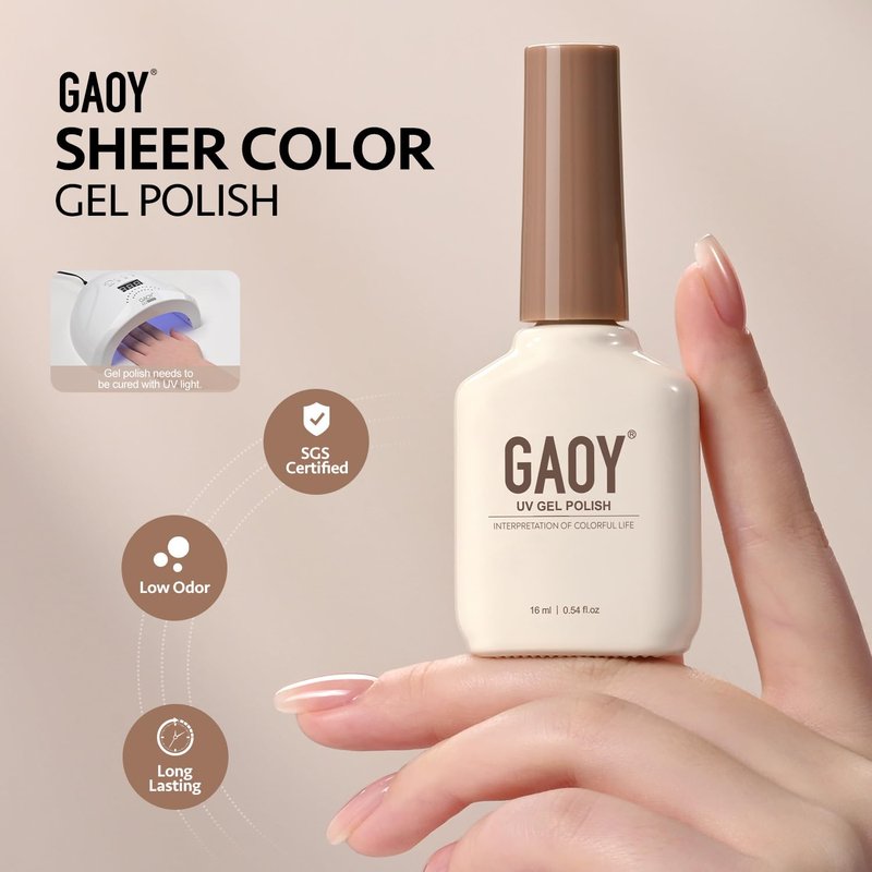 Nude Jelly Gel Nail Polish - Sheer Translucent 16ml Soak Off Gel | UV Light Cure Coral Blush for DIY Nail Art