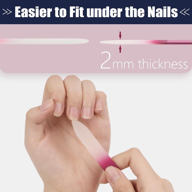 Mini Glass Nail File Set - Double-Sided Etched Crystal Files for Natural Nails | 2-Pack Travel Size