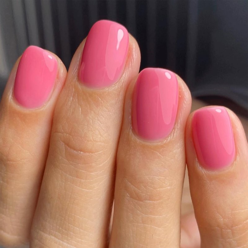 Pink Press On Nails Short Square Fake Nails Glossy Nails Press Ons Cute Acrylic Nails Cherry Blossom Pink Stick On Nails Full Cover Glue On Nails For Women Manicure 24Pcs