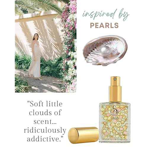 The Sage Lifestyle Pearl Organic Perfume Spray, Vanilla Perfume for Women, Sandalwood, Soft Musk, Gourmand Subtle Soft Fragrance, Luxury Long Lasting Clean Scent Vegan & Cruelty Free Made in USA, 2 oz