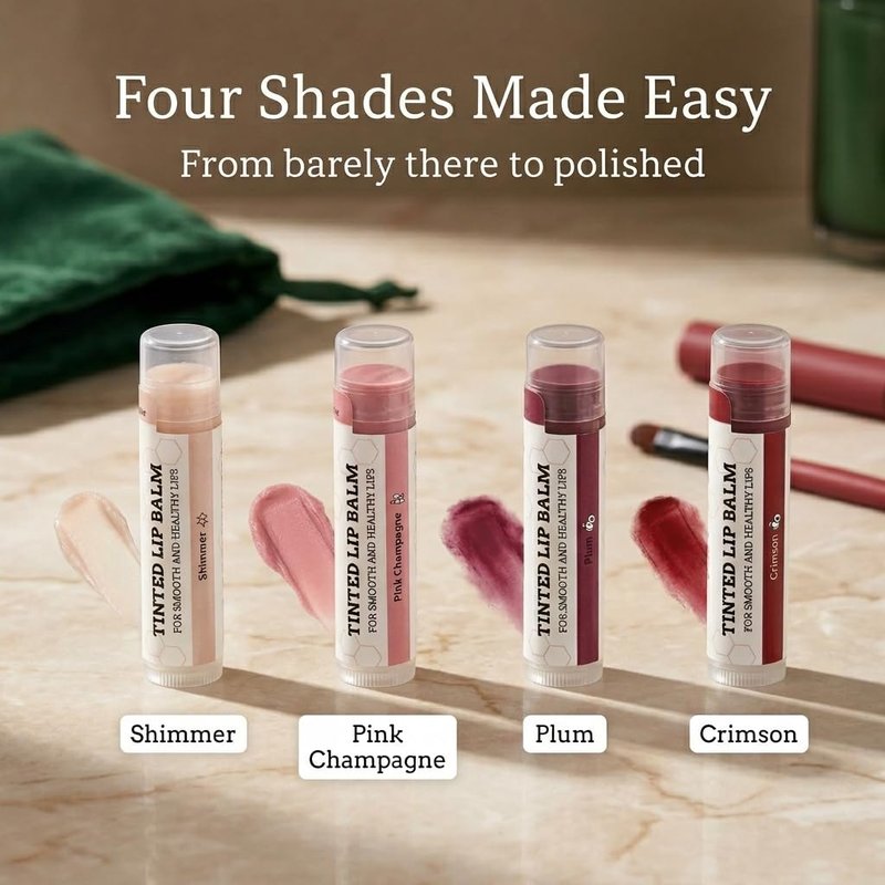 Earth's Daughter Tinted Lip Balm 4 Pack of Assorted Colors - Beeswax, Coconut Oil, Cocoa Butter, Vitamin E - Moisturize and Beautify - Paraben Free