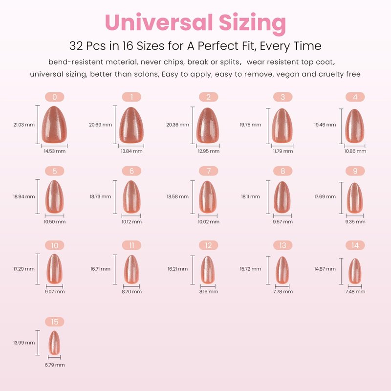 Nail Reformation Press On Nails, Amber Gold Short Almond Fake Nails with Cat Eye Velvet Finish, Natural Reusable Opaque Stick On Nails in 16 Sizes - 32 Nail Kit with Glue, Manicure Gifts for Women
