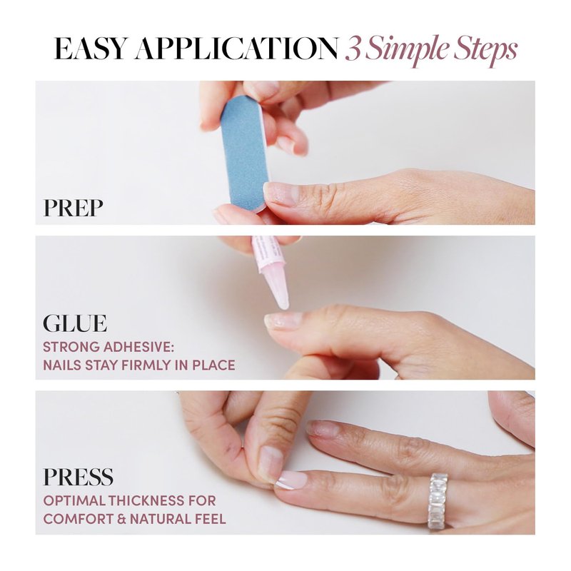 Glamnetic Press On Nails - Berry Maroon | Salon Quality Dark Red Short Round Nails - 30 Piece Kit with Glue