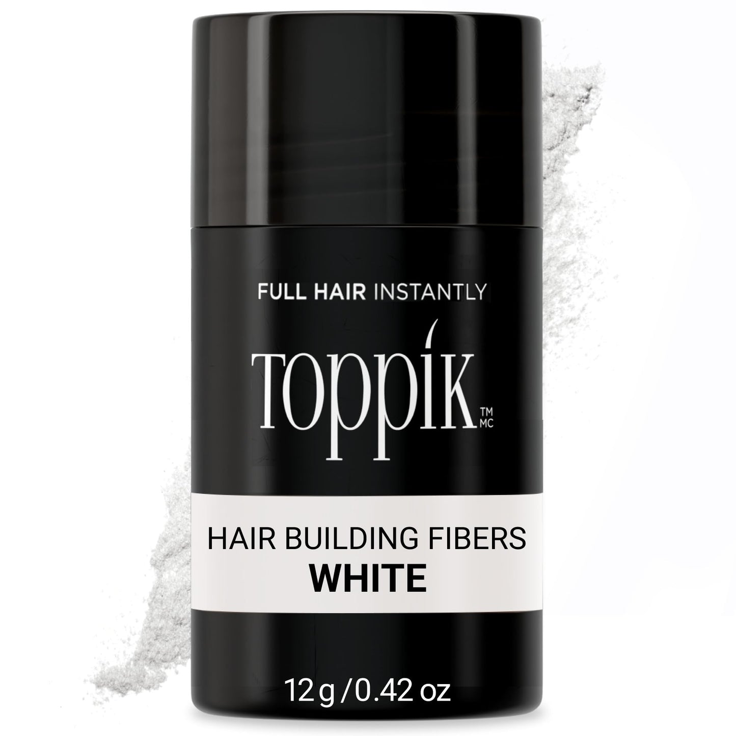 Toppik Hair Building Fibers, White, 0.11 oz Fill In Fine or Thinning Hair, Instantly Thicker, Fuller Looking, 9 Shades for Men & Women, Keratin Protein Formula