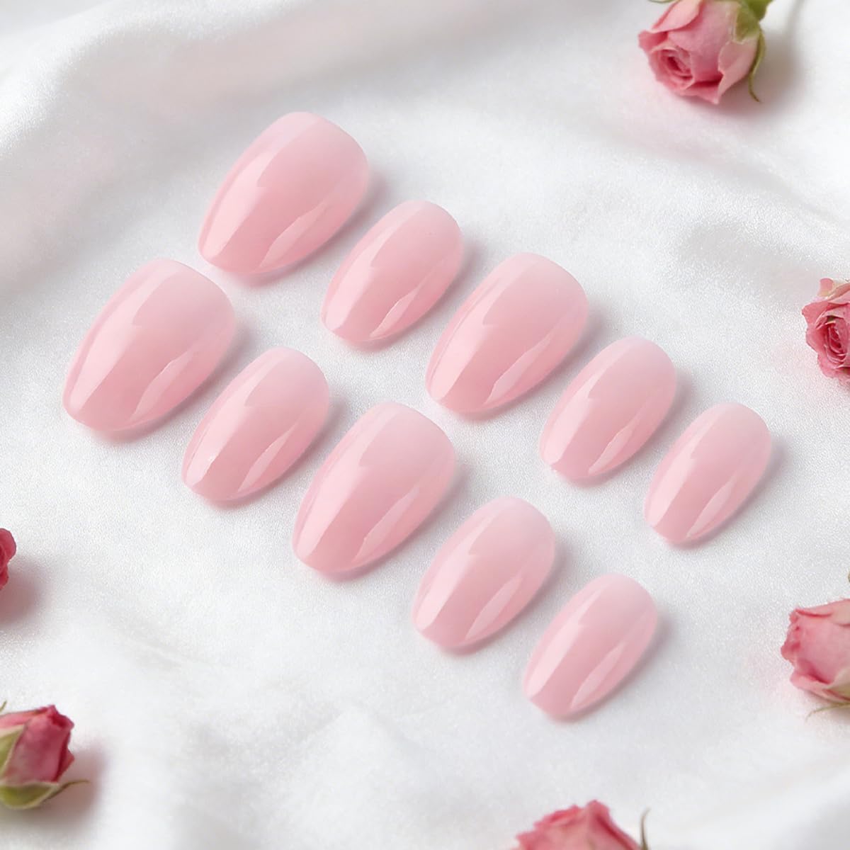 SYPAFG Press on Nails Fake Nails Solid Color Press Ons Resuable Glossy Stick on Nails Full Cover Stick on Nails for Women