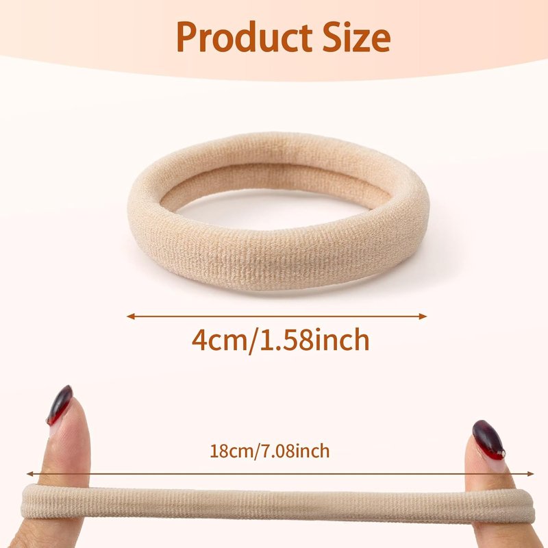Bessrung Seamless Nylon Hair Ties - 100 PCS No Damage Elastic Ponytail Holders for All Hair Types | Beige
