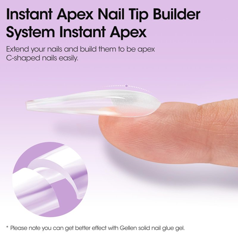 Gellen Long Coffin Tipex 320pcs Instant Apex Nail Tips, 16 Sizes Pre-builder Gel Tips X Strong Full Cover False Nail Tips Gel Extension Tips for Flat Nails