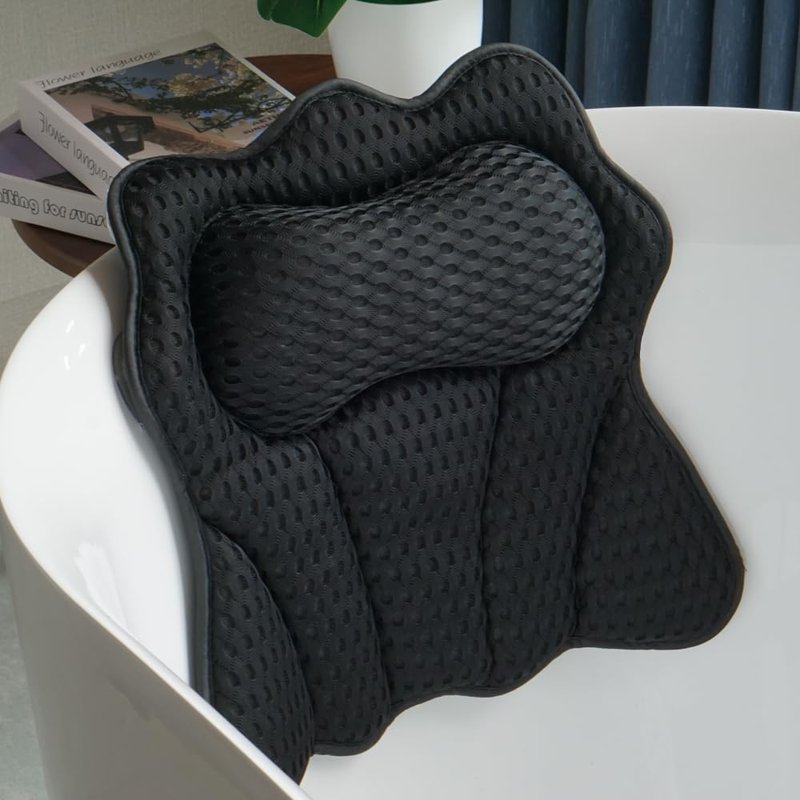Joeyset Bath Pillows for Tub, Bath Pillow, Bathtub Pillow, and Luxury Bath Accessories for Head, Neck & Back Support, Relaxing Spa Bath Tub Pillow with 6 Strong Suction Cups (White)
