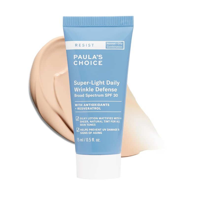Paula's Choice RESIST Super-Light Daily Wrinkle Defense - SPF 30 Mineral Sunscreen for Oily Skin | Matte Tinted Moisturizer, Fragrance-Free