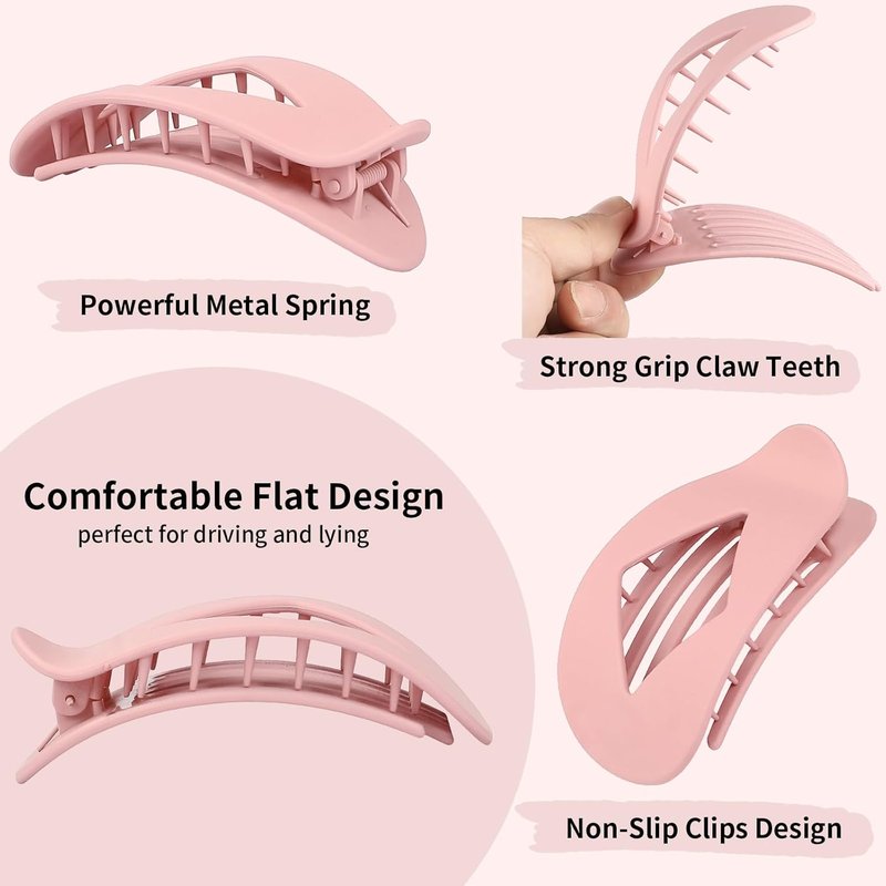 Skiennix Hair Clips for Women - 10 PCS Medium Matte Flat Claw Clips, 4.2 Inch Strong Hold, Light Brown