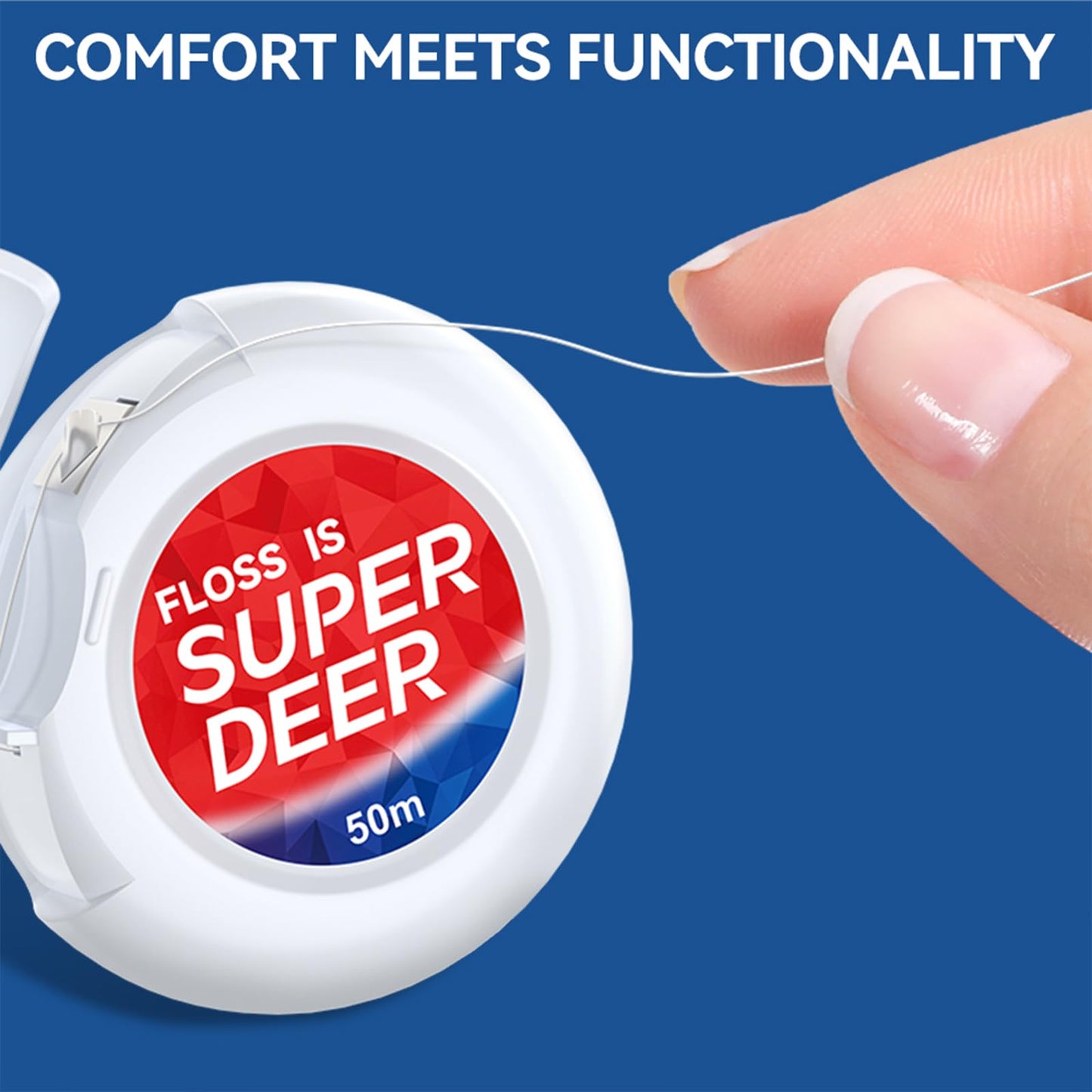 Super Deer Waxed Dental Floss, Plaque Remover for Teeth, Shred Resistant, Floss Slides Smoothly, Easy to Use, Waxed, Deep Cleaning Teeth, Oral Care, for Adults & Kids, 6 Pack, 55 yd